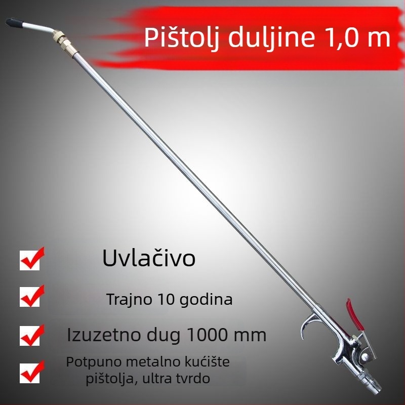 Metalni visokotlačni pneumatski pištolj za puhavanje prašine, 1 m dugačak, aluminijska legura – zračna pumpa