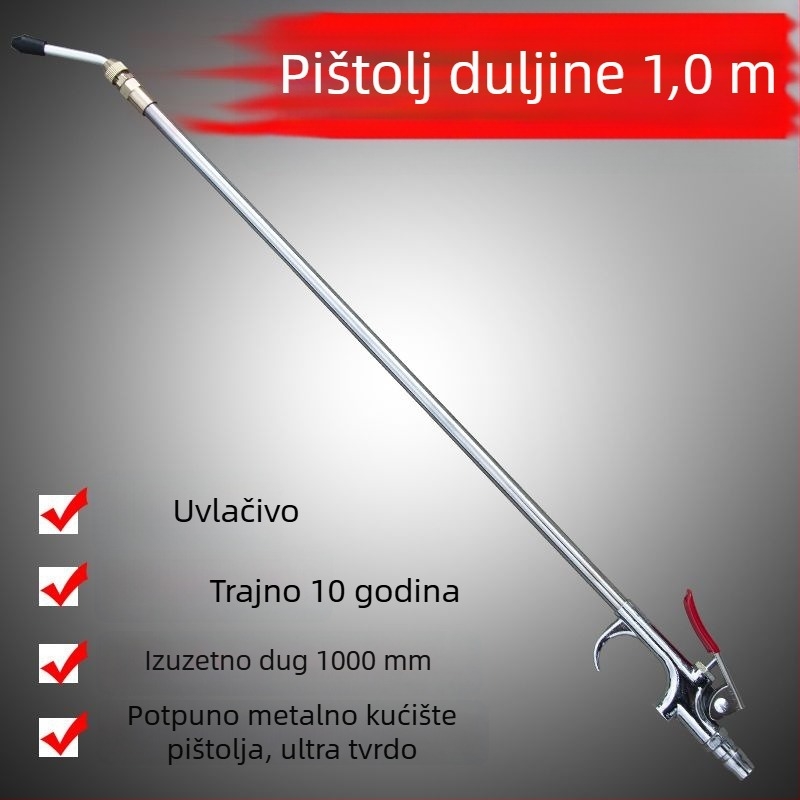 Metalni visokotlačni pneumatski pištolj za puhavanje prašine, 1 m dugačak, aluminijska legura – zračna pumpa