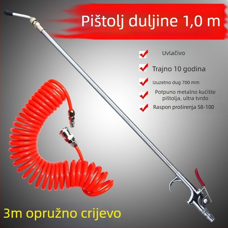 Metalni visokotlačni pneumatski pištolj za puhavanje prašine, 1 m dugačak, aluminijska legura – zračna pumpa