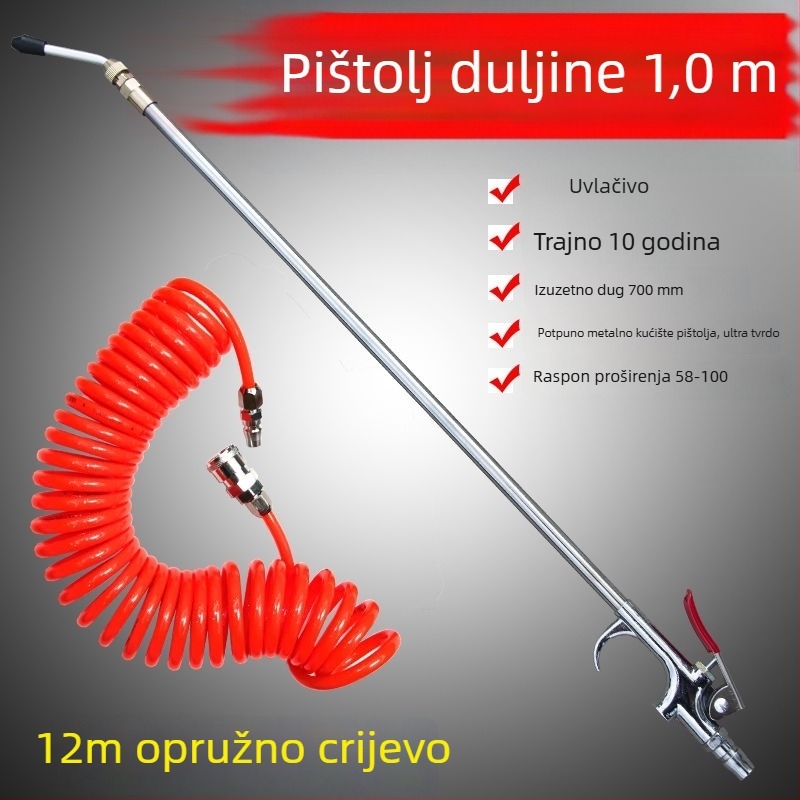 Metalni visokotlačni pneumatski pištolj za puhavanje prašine, 1 m dugačak, aluminijska legura – zračna pumpa