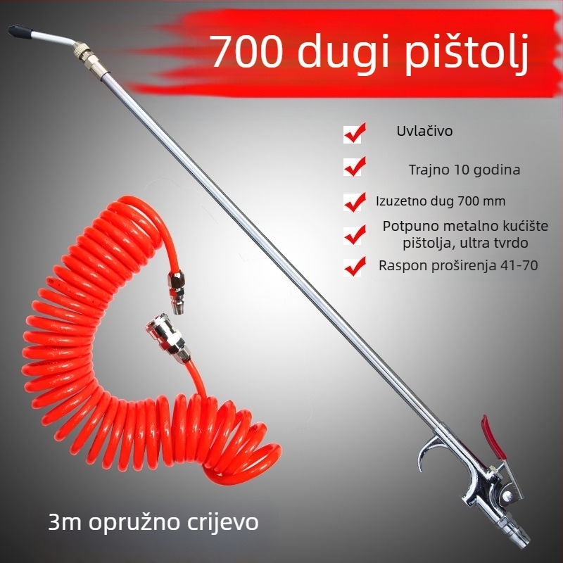 Metalni visokotlačni pneumatski pištolj za puhavanje prašine, 1 m dugačak, aluminijska legura – zračna pumpa