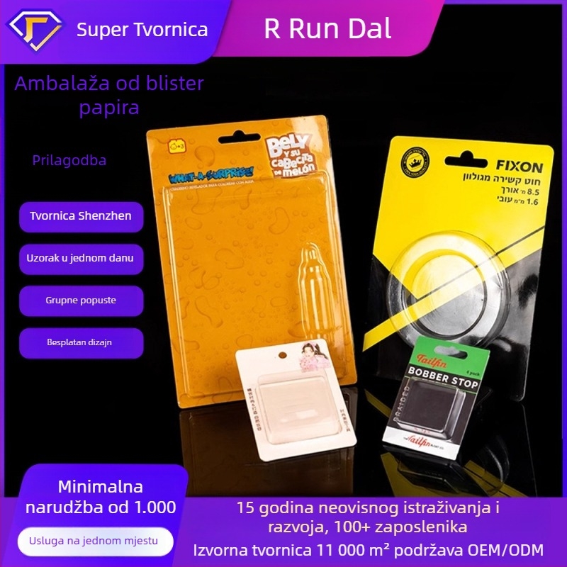 PVC blister kartica za pakiranje igračaka i baterija, prozirna PET kartica i kuka s toplim presovanjem u paketu