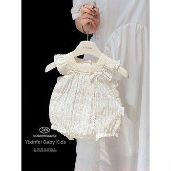Pamukasti ljetni romper za novorođenčad, kratkih rukava, pulover stil, unisex, 0–12 mjeseci, do 80 cm