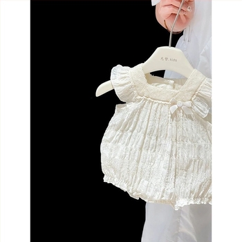Pamukasti ljetni romper za novorođenčad, kratkih rukava, pulover stil, unisex, 0–12 mjeseci, do 80 cm