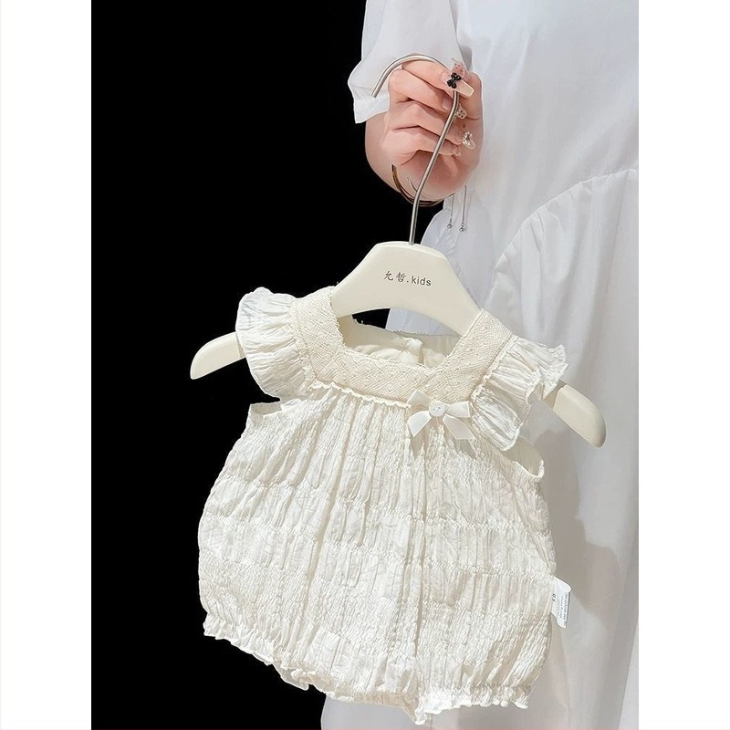 Pamukasti ljetni romper za novorođenčad, kratkih rukava, pulover stil, unisex, 0–12 mjeseci, do 80 cm