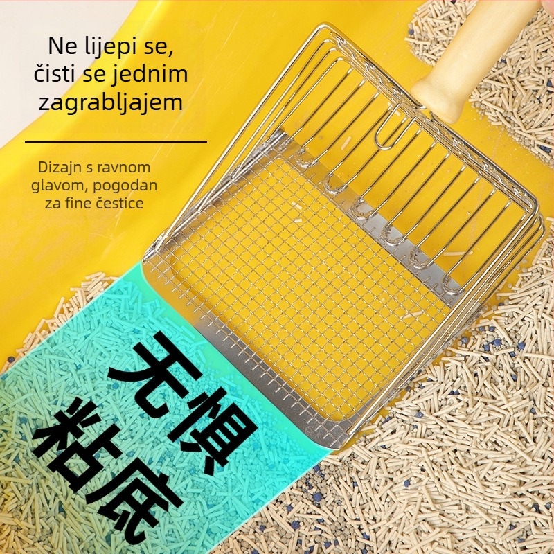 Nehrđajući čelik, 2-u-1 lopatica za mačji pijesak s finim otvorima, za tofu pijesak i mineralni pijesak