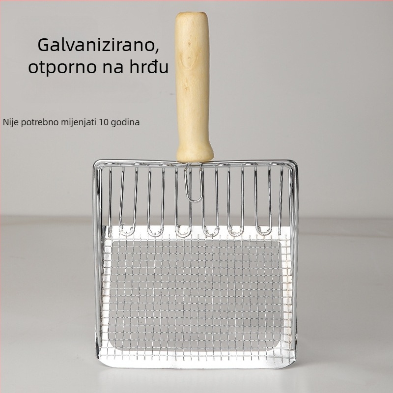 Nehrđajući čelik, 2-u-1 lopatica za mačji pijesak s finim otvorima, za tofu pijesak i mineralni pijesak