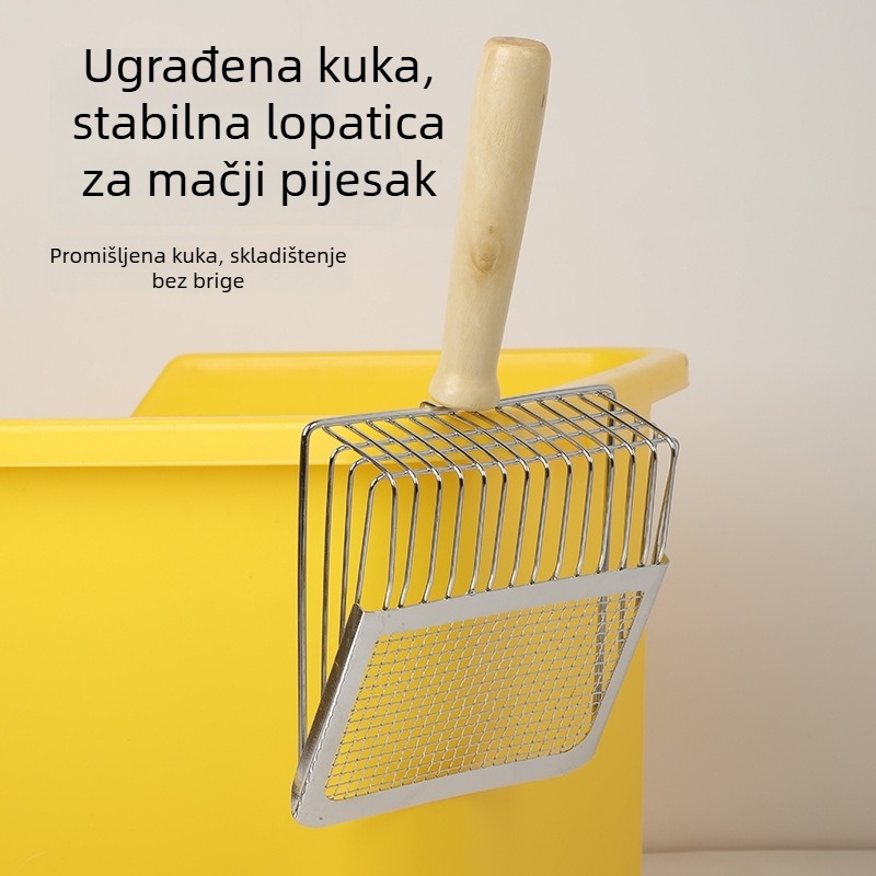 Nehrđajući čelik, 2-u-1 lopatica za mačji pijesak s finim otvorima, za tofu pijesak i mineralni pijesak