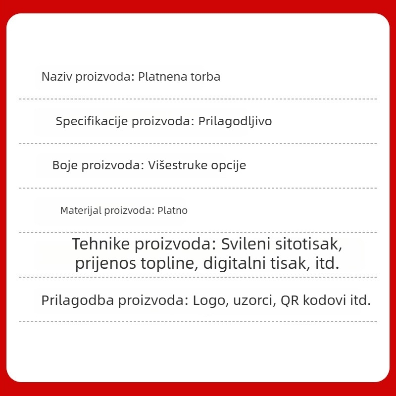 Platnena torba za rame s prilagođenim logotipom