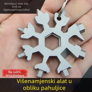 Višenamjenski ključ u obliku pahulje snijega, vanjski alatni set, prijenosni otvarač boca, univerzalni otvarač od osmerokutne legure