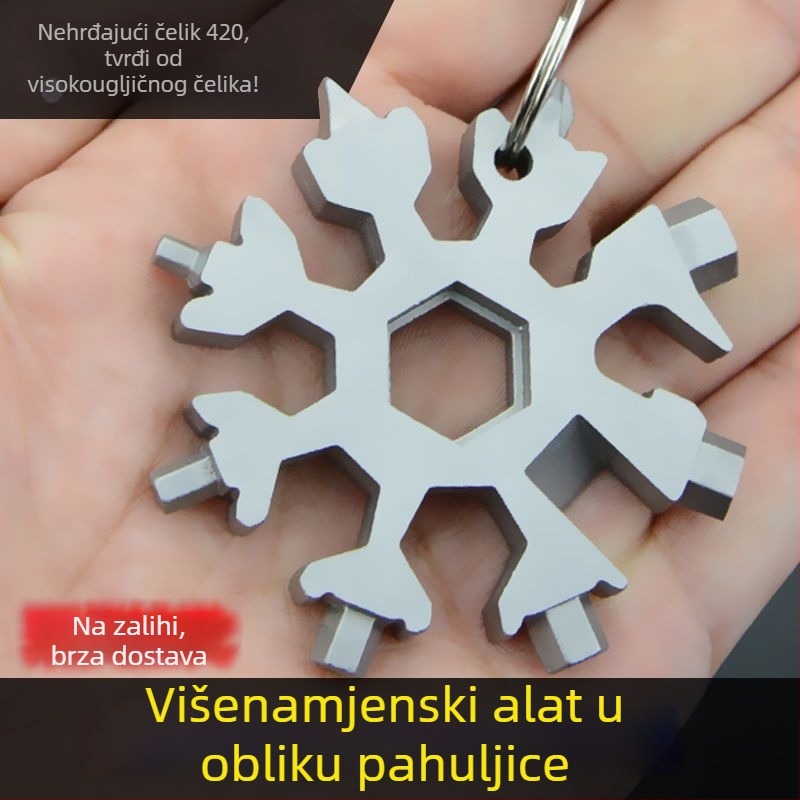 Višenamjenski ključ u obliku pahulje snijega, vanjski alatni set, prijenosni otvarač boca, univerzalni otvarač od osmerokutne legure