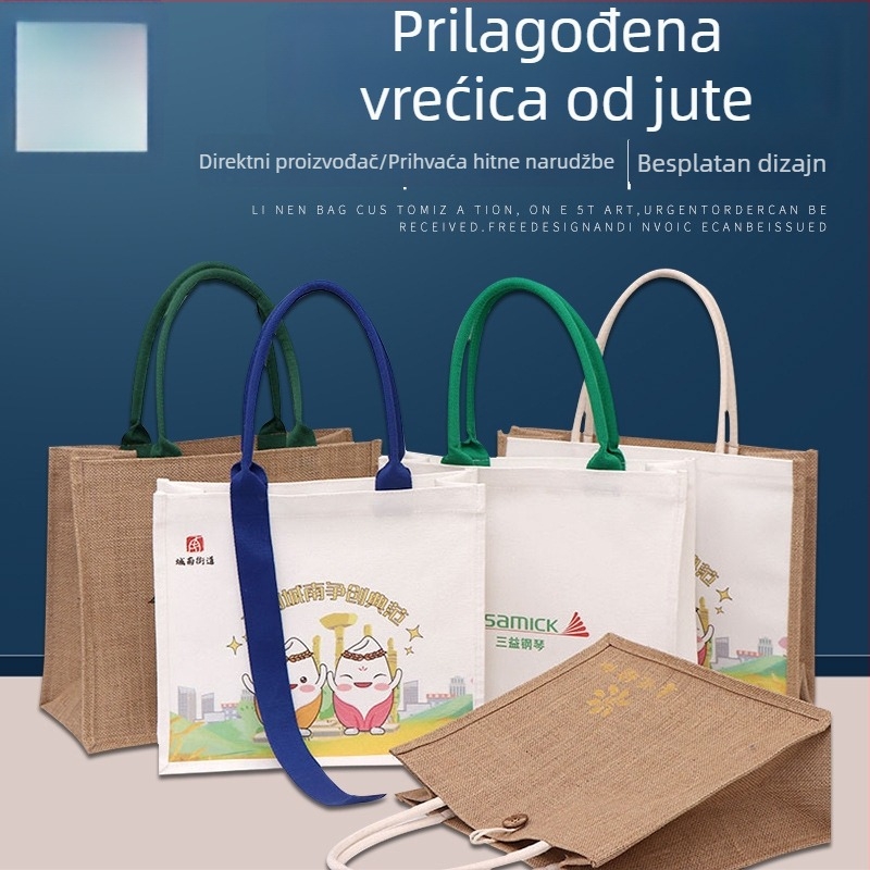 Prilagođena platnena torba s laminiranim trakom, velik kapacitet, promotivna ekološka torba