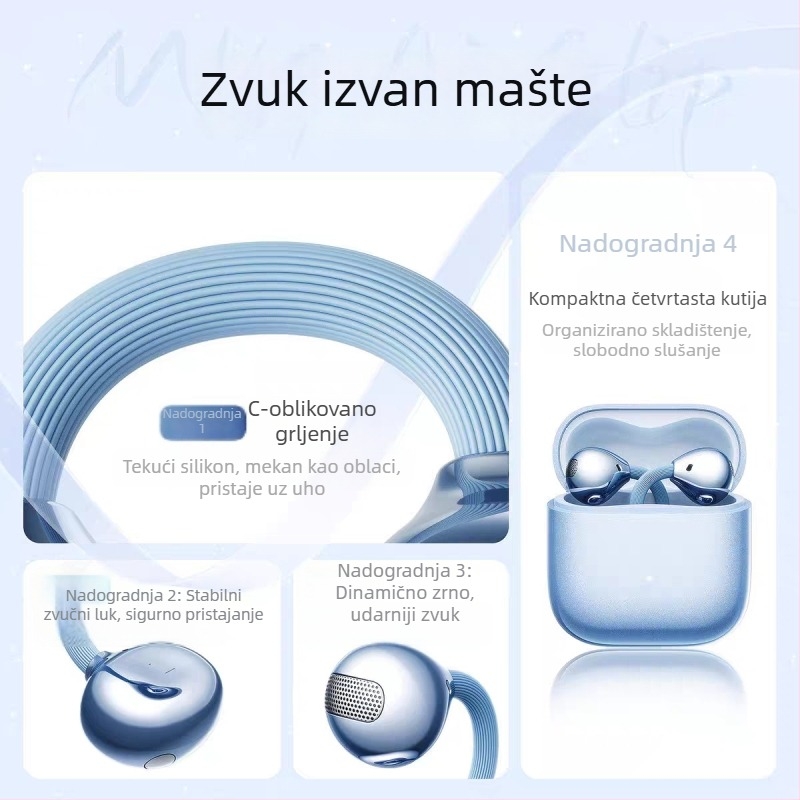 M169 bežične Bluetooth slušalice s klipom za uho, ne ulaze u uho, 2026 model, OWS, visokokvalitetan zvuk, dugotrajna baterija