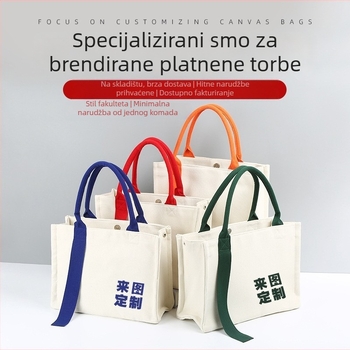 Trodimenzionalna platnena torba s prilagođenim logotipom, velika tote torba, torba za kupovinu s trakom za tvrtke i škole, na skladištu