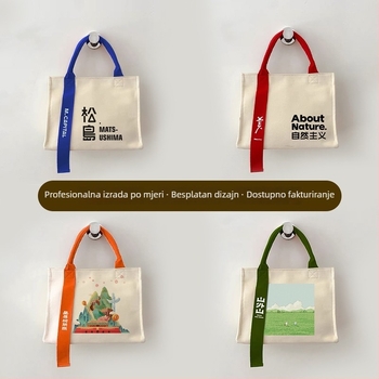 Trodimenzionalna platnena torba s prilagođenim logotipom, velika tote torba, torba za kupovinu s trakom za tvrtke i škole, na skladištu