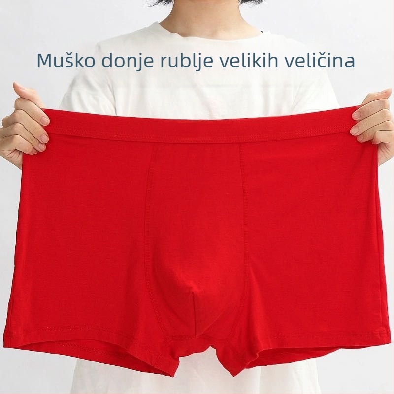 Muške bokserice od modalnog pamuka, prozračne, slobodan kroj, velike veličine, crvene