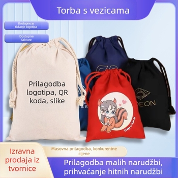Prilagodljiva platnena torba sa šnalom, otporan pamuk-lano materijal, kreativna poklon torba s temom sreće i organizator za predmete