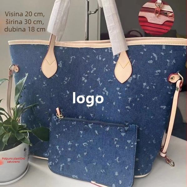 Ženska tote torba u denimu, velika kapaciteta, crossbody torba, minimalistički dizajn