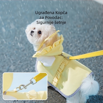 Vodootporan kaput za pse malih i srednjih veličina, pogodan za kišne šetnje; za pasmine Teddy i Bichon Frisé.