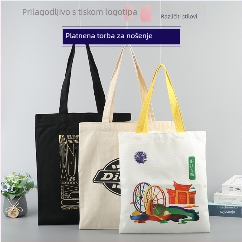 Ekološka platnena torba za kupovinu, prazna, prilagodljiva otisku logotipa
