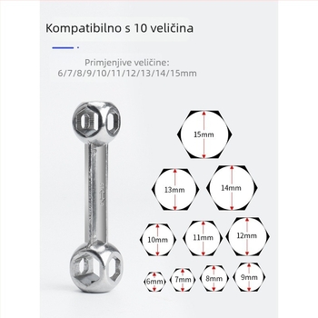 Višenamjenski alat s unutarnjim šesterokutnikom, prijenosni 10-u-1 za bicikl