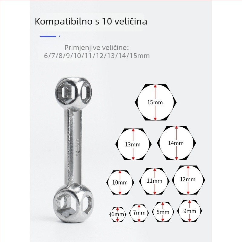 Višenamjenski alat s unutarnjim šesterokutnikom, prijenosni 10-u-1 za bicikl