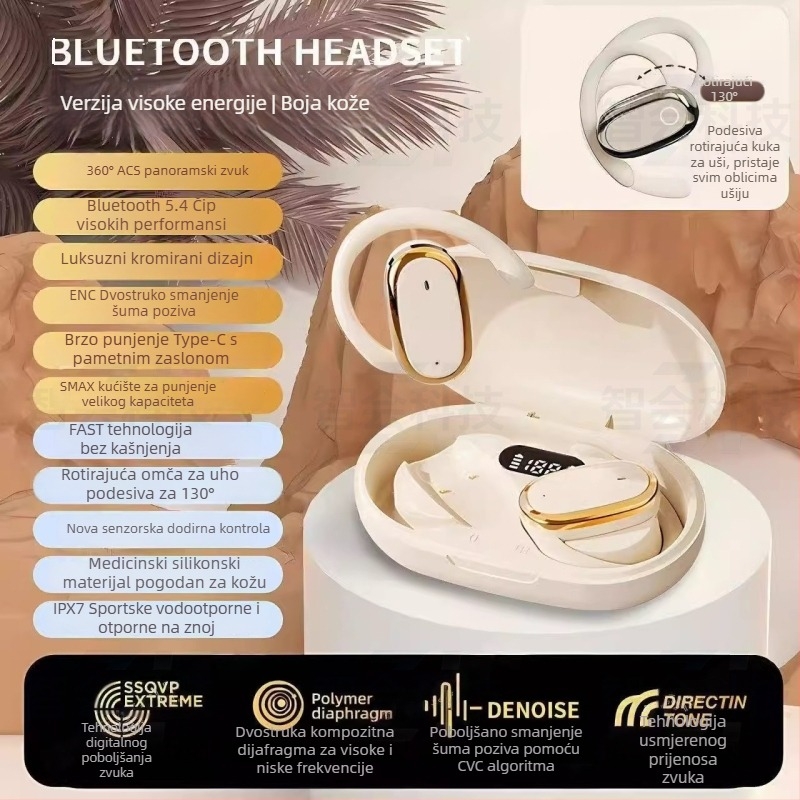 Bežične Bluetooth slušalice, in-ear, stereo zvuk, silikonska izrada, trajanje baterije 4-8 sati