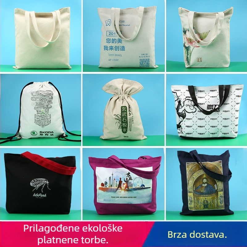 Platnena torba s prilagođenim logom, studentska platnena torba i prazna pamučna torba