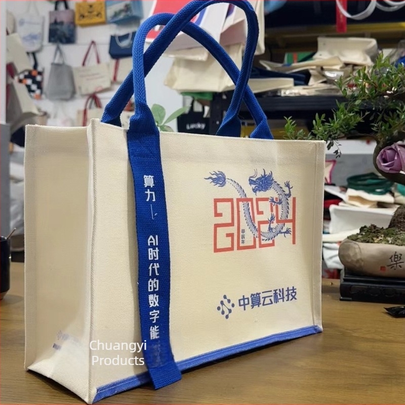 Tote torba s prilagođenim logom, luksuzna platnena torba velike kapacitete, reklamna platnena torba, stil debe vrpca