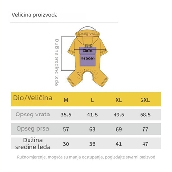 PU kaput za pse, četveronočni dizajn, za male i srednje pse, kompatibilan s uzicom, crtani stil