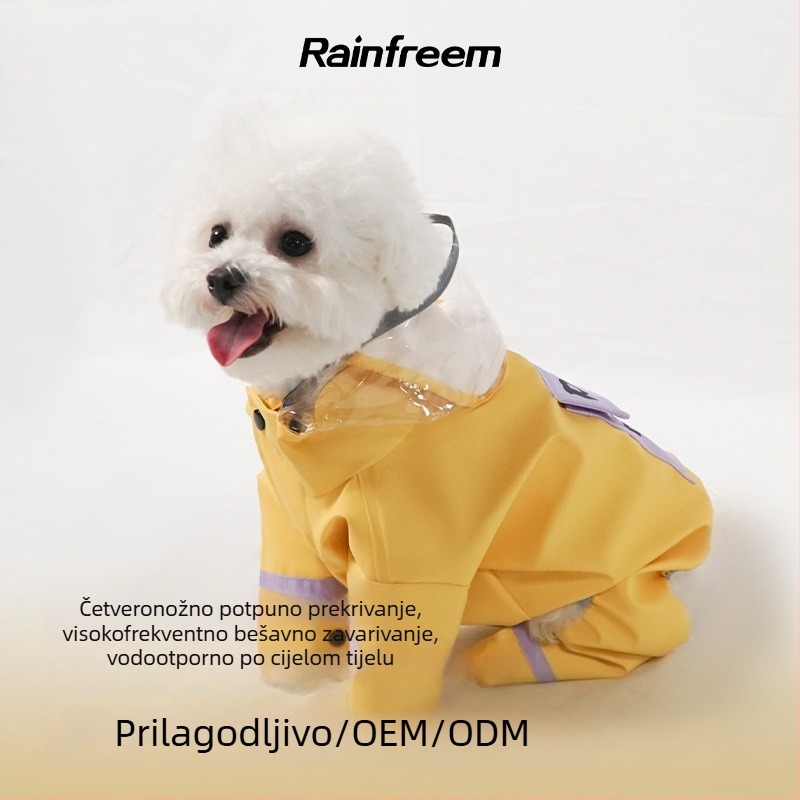 PU kaput za pse, četveronočni dizajn, za male i srednje pse, kompatibilan s uzicom, crtani stil