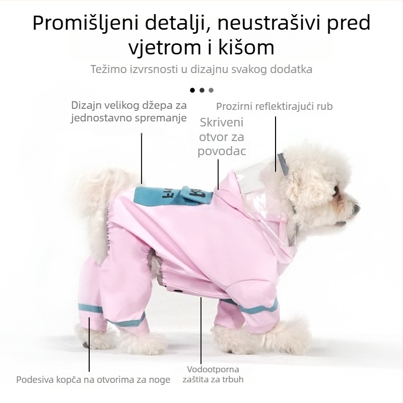 PU kaput za pse, četveronočni dizajn, za male i srednje pse, kompatibilan s uzicom, crtani stil