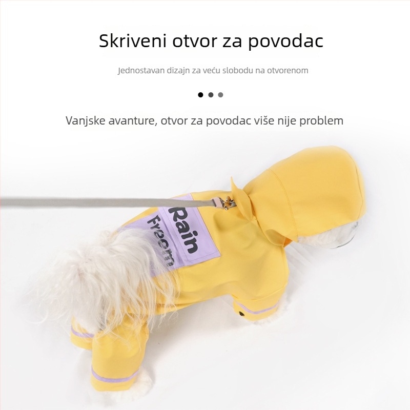 PU kaput za pse, četveronočni dizajn, za male i srednje pse, kompatibilan s uzicom, crtani stil