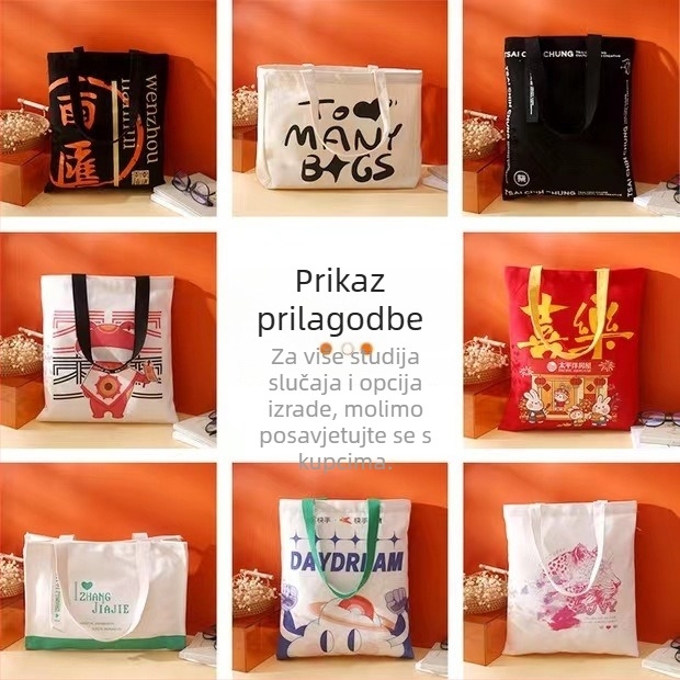 Prilagođena debela platnena torba s ručkom, otisnutim logom, velikim kapacitetom za skladištenje i kupovinu