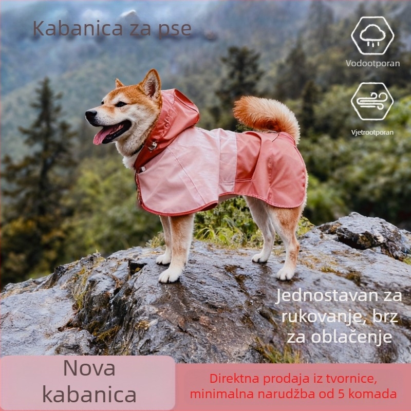 Ljetni kišni kaput za pse — vodootporan i otporan na vjetar, lagani kaput za srednje i velike pse, pogodan za sve sezone