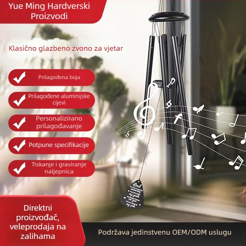 Vanjski vodootporni aluminijski zvončići za vjetar, visoka kvaliteta muzički zvuk, viseći dekorativni suvenir kao dar