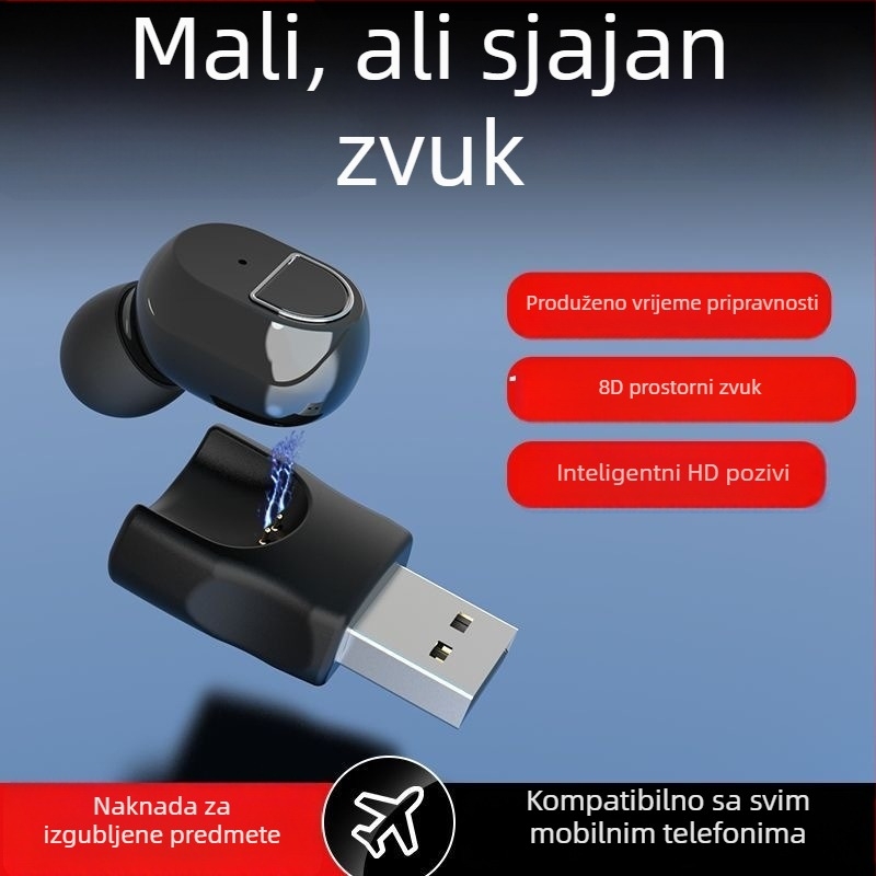 Bežične Bluetooth slušalice s USB izravnim punjenjem, ušni model, privatni dizajn, zvuk vrhunske kvalitete
