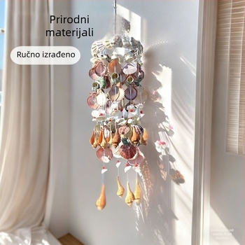 Ručno izrađeni zvončić od prirodnih školjki, unutarnja dekoracija, morska tema, kreativna dekoracija