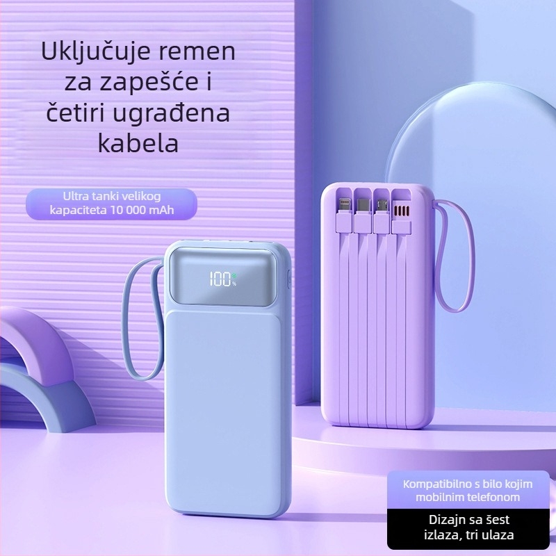 3C certificirani Power Bank s brzim punjenjem, velikim kapacitetom, prijenosan, s uključenim kabelom, pogodan za let, mogućnost prilagođavanja logotipa