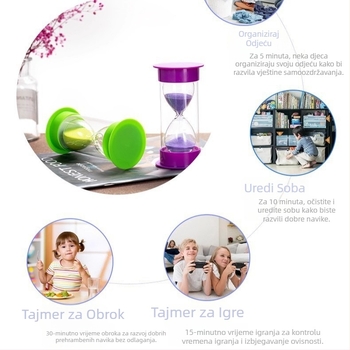 Stakleni pješčani sat za djecu i učenike, otporan na padove, vrijeme obroka, dar s otiskom logotipa