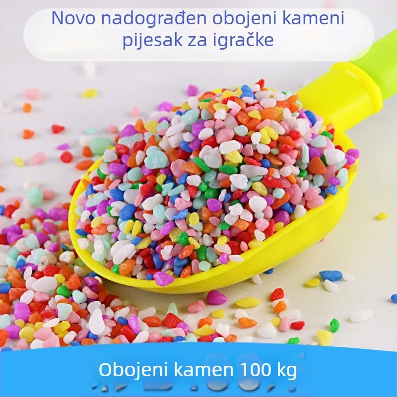 Dječja igračka od obojenog kamena i pijeska, kamenci 2–3 mm, perivi pijesak