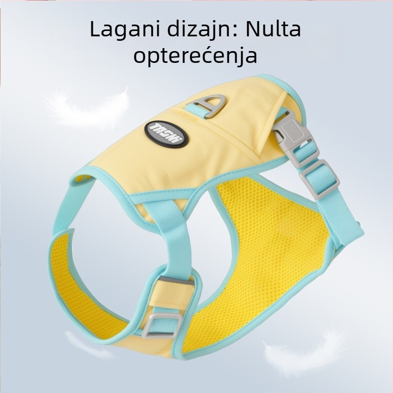 Grudni harnes s anti-povlačenjem, u stilu jakne; za Bichon Frisé i srednje do velike pasmine; mačji kaiš protiv bijega
