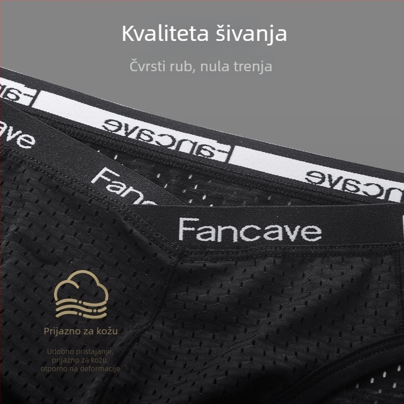 Muške boxerice od ice silk mreže, srednji pojas, prozračne, ultra tanke