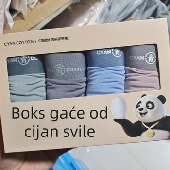 Green Series 36751 Muške bokserice od najlona s podstavom od Mulberry svile, 4 komada u kutiji za poklon, prozračnost, srednji pojas