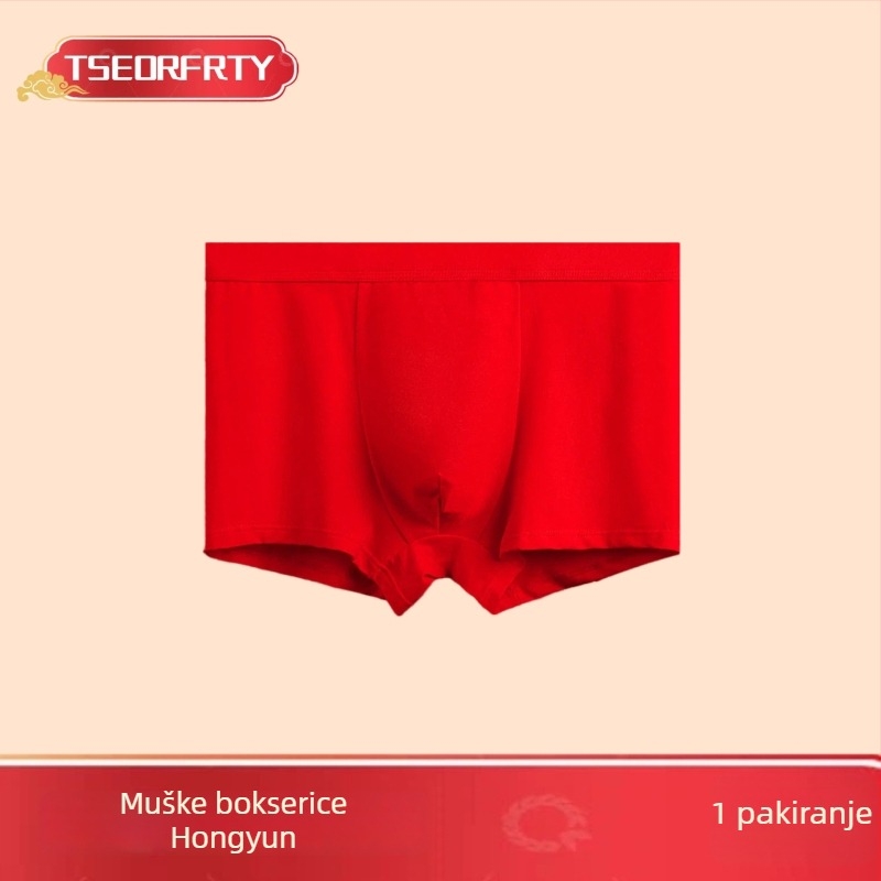 Muške crvene bokserice Godini zmije, antibakterijski 7A, poklon kutija