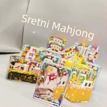 Akrilni tekući pijesak sat s mahjong motivom – kreativan poklon