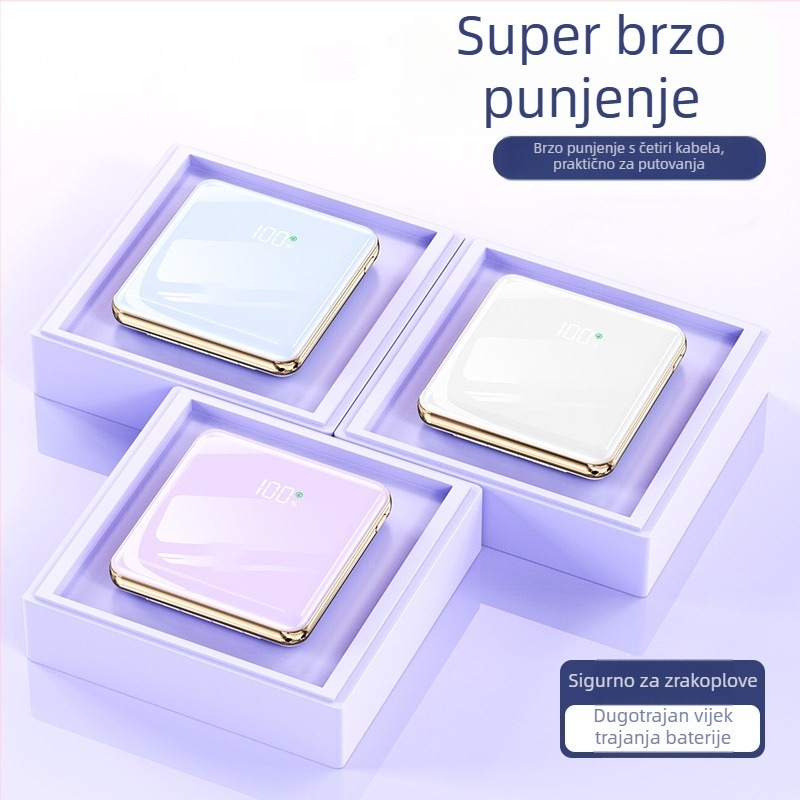 10000mAh ultra-tanki prijenosni powerbank sa četiri ugrađena kabla i PD brzo punjenje