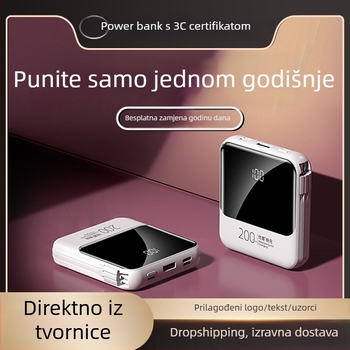 Power Bank Excellent s kapacitetom 20000mAh, s uključenim kabelom, ultra-tanki i kompaktni, pogodan za putovanja avionom.