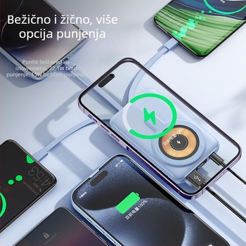 Nova magnetska power banka 10000mAh sa četiri ugrađena kabla, kompaktna i prijenosna