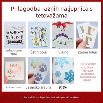Prilagođene papirnate tetovažne naljepnice s karikaturama, vodootporne, veličine po izboru